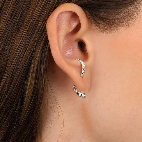 Gothic Snake Earrings Punk Silver Gold Black Snake Earrings Personalized Perforated Snake Earrings for Women in Saudi Arabia