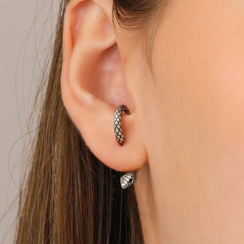 Gothic Snake Earrings Punk Silver Gold Black Snake Earrings Personalized Perforated Snake Earrings for Women in Saudi Arabia