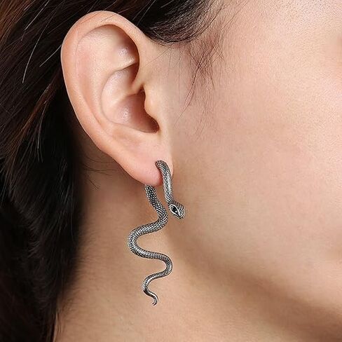 Gothic Snake Earrings Punk Silver Gold Black Snake Earrings Personalized Perforated Snake Earrings for Women in Saudi Arabia