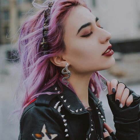 Gothic Snake Earrings Punk Silver Gold Black Snake Earrings Personalized Perforated Snake Earrings for Women in Saudi Arabia