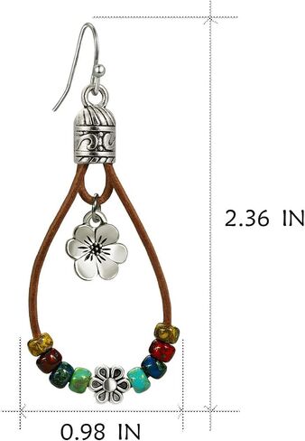 Boho Earrings for Women,Handmade Vintage Dangle Drop Earring,Western Country with Nature Stone and Flower in Saudi Arabia