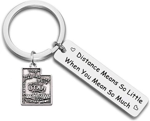 JJTZX Long Distance Gift Distance Means So Little When You Mean So Much State Map keychain for Couples Birthday Gift in Kuwait