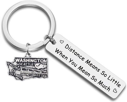 JJTZX Long Distance Gift Distance Means So Little When You Mean So Much State Map keychain for Couples Birthday Gift in Kuwait