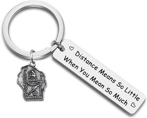 JJTZX Long Distance Gift Distance Means So Little When You Mean So Much State Map keychain for Couples Birthday Gift in Kuwait