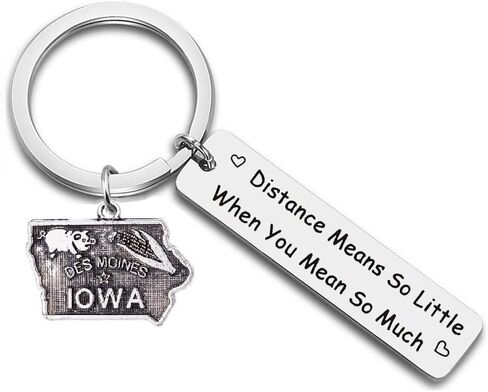 JJTZX Long Distance Gift Distance Means So Little When You Mean So Much State Map keychain for Couples Birthday Gift in Kuwait