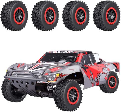 HobbyPark 12mm Hex PreGlued 1/10 RC Short Course Wheels and Tires Set for Traxxas Slash 2wd 4X4 VXL BL-2S Redcat Blackout SC Pro TR10, Losi 22S SCT 2S 3S 4S Lipo Brushless Systems (Style D) in Saudi Arabia