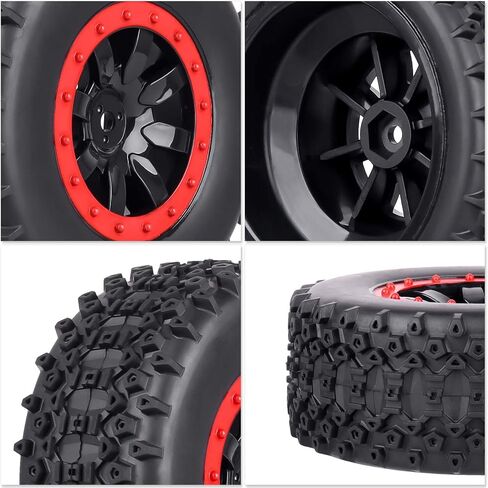 HobbyPark 12mm Hex PreGlued 1/10 RC Short Course Wheels and Tires Set for Traxxas Slash 2wd 4X4 VXL BL-2S Redcat Blackout SC Pro TR10, Losi 22S SCT 2S 3S 4S Lipo Brushless Systems (Style D) in Saudi Arabia
