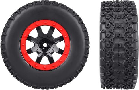 HobbyPark 12mm Hex PreGlued 1/10 RC Short Course Wheels and Tires Set for Traxxas Slash 2wd 4X4 VXL BL-2S Redcat Blackout SC Pro TR10, Losi 22S SCT 2S 3S 4S Lipo Brushless Systems (Style D) in Saudi Arabia