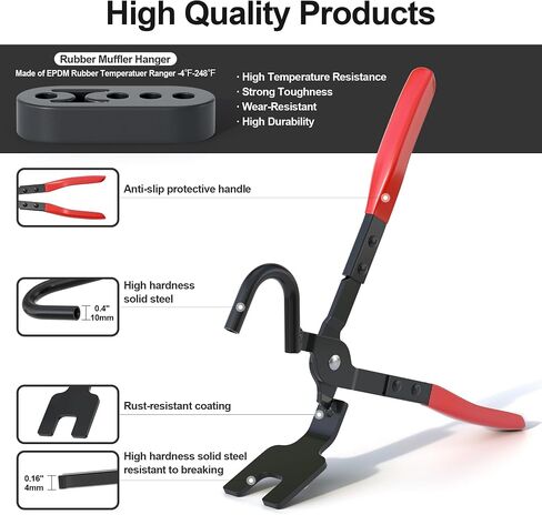 Exhaust Hanger Removal Tool, Exhaust Pliers for Separating Rubber Mounts from Exhaust Suspension Bracket, Compatible with All Exhaust Rubber Hangers Systems, Red in Saudi Arabia