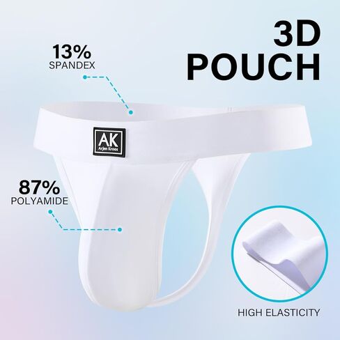 سروال Arjen Kroos الرجالي على شكل حرف G، مثير منخفض الارتفاع على شكل حرف T من الخلف، ملابس داخلية منتفخة نشطة، أبيض L in Kuwait