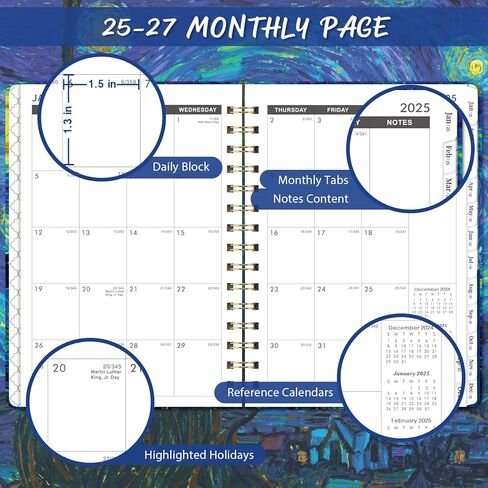 مخطط شهري 2025-2027 - مخطط شهري لمدة 3 سنوات 2025-2027، يناير 2025 - ديسمبر 2027، 6.4 بوصة × 8.5 بوصة، مخطط/تقويم 2025-2027 مع 36 علامة تبويب شهرية، صفحة ملاحظات، جيب داخلي، مثالي على المدى الطويل تخطيط in Kuwait