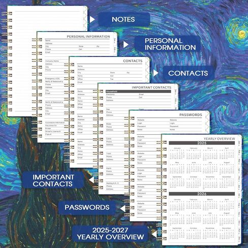 مخطط شهري 2025-2027 - مخطط شهري لمدة 3 سنوات 2025-2027، يناير 2025 - ديسمبر 2027، 6.4 بوصة × 8.5 بوصة، مخطط/تقويم 2025-2027 مع 36 علامة تبويب شهرية، صفحة ملاحظات، جيب داخلي، مثالي على المدى الطويل تخطيط in Kuwait