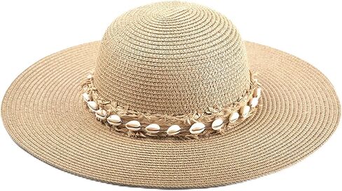 JEN & CO. Dion - Seashell Accent Band - Wide Brim - Paper Straw Vacation Sun Hat in Saudi Arabia