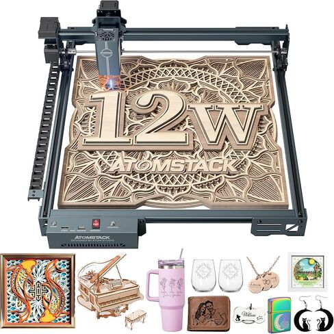 ATOMSTACK Swift 12W Laser Engraver, Swift 12W Laser Cutter, 0.06mm High Accuracy Laser Engraving Machine for Wood and Metal, Dark Acrylic, Glass, Leather in Saudi Arabia