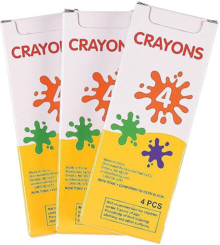 Fun Express Regular 4 Pc Crayons (12 Boxes) - 12 Pieces - Educational And Learning Activities For Kids in Saudi Arabia