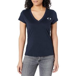True Religion Women's Flocked Horseshoe Slim V-Neck Tee
