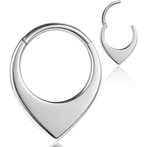 16G Nose Septum Rings Hoops: Stylish Surgical Stainless Steel Nose Rings Hoops, Hinged Segment Nose Lips Helix Cartilage Clicker Hoop Earrings,Rook Daith Tragus Piercing Rings for Women Men 8mm