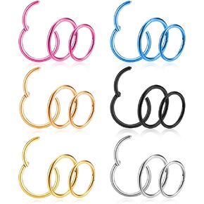Dochais 12PCS Nose Rings Hoops Gold Nose Ring for Women 20G Dangle Nose Ring Butterfly Wing CZ Opal Cartilage Earrings Nose Piercing Jewelry (Multicolor)