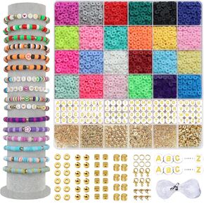 YMSDZHL 6600pcs+ Clay Bead for Bracelet Making Kit, 48 Colors Spacer Heishi Beads Flat Round Polymer Clay Beads Friendship Bracelet DIY Jewelry Making