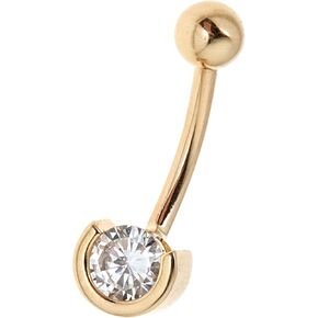 Ritastephens 14k Real Gold CZ Eclipse Belly Button Navel Ring 14 gauge (Yellow or White)