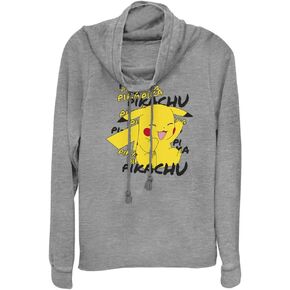 Pokemon Pikachu Cracks a Joke Women's Cowl Neck Long Sleeve Knit Top