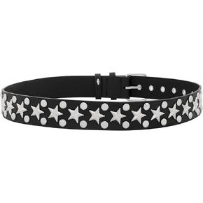 Sacina Black Star PU Leather Belt, Punk Belt, Grunge Belt, Gothic Belt, Emo Belt, Black Studded Belt for Women, Goth Accessories