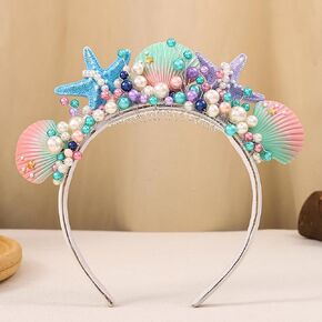 CASDRE Starfish Bride Wedding Headband Brown Pearl Bridal Hair Vine Shell Headpiece Beach Wedding Hair Accessories for Women and Girls