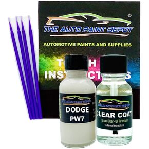 Auto Paint Depot Touch Up Paint for Chrysler, Jeep, Dodge Aspen,Dakota,Durango,Ram Series,Ram Truck-Bright White PW7 (All Years, All Models) One Ounce with Clear Coat