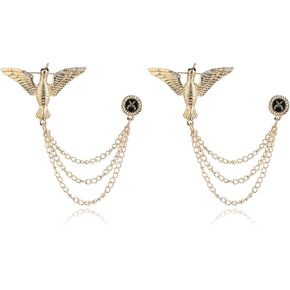 LONG TIANTIAN Suit Lapel Pin for Men Crystal Chain Brooch Suit Pin Buckle Chain Collar Lapel Pin Vintage Hat Pins for Fitted Hats Lapel Pin Accessories for Suit Shirt