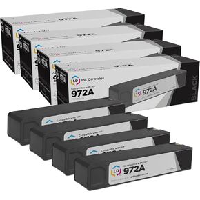 LD Products Compatible HP 972A Ink Cartridges F6T80AN Replacements for HP PageWide Pro MFP 477dw 577dw 452dn 477dn 477dw (972A Black SY, 4-Pack)