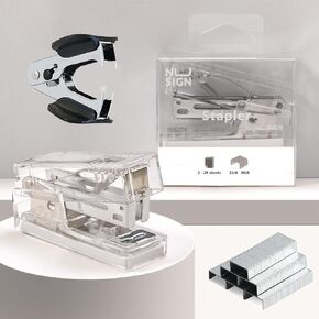 Mini Stapler with Staples, Small Transparent Stapler,25 Sheet Capacity,Includes 640 Staples and Staple Remover, Easy to Carry and Store，Small Stapler for Office School Family(Transparent Orange)