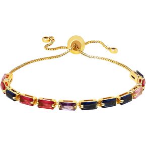 Sacina Tennis Bracelet, Gold-tone Tennis Bracelet, Adjustable Bracelets for Women, Cubic Zirconia Bracelets, Christmas Jewelry Gift