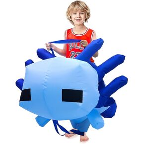 FANFX Cartoon Axolotl Costume Inflatable Costume for Adult and Kids Halloween Blow Up Cute Unisex Suit Animals Cosplay Party