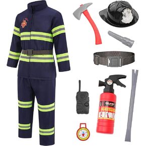 Avady Firefighter Costume for Kids Fireman Costume for Boys Halloween Costume Cosplay Dress Up