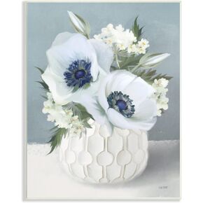Stupell Industries White Poppies Small Orchids Flower Geometric Vase, Design by House Fenway