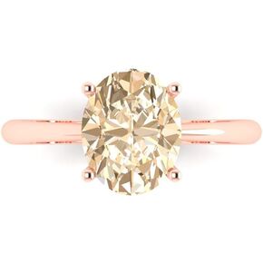 2.6 ct Brilliant Oval Cut Solitaire Brown Morganite Classic Bridal Wedding Statement ring Solid 18K Rose Gold for Women