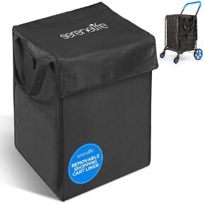 SereneLife Waterproof & Tear-Resistant Shopping Cart Liner, 600D Oxford Fabric for Groceries, Laundry & More – Compatible with Foldable Carts
