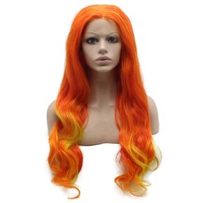 Mxangel Long Wavy Celebrity Synthetic Lace Front Pink Cosplay Party Wig