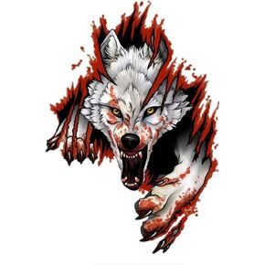 3D Personalized Car Stickers Decal Blood Wolf Reflective Stickers Decoration Sticker Window Decal Auto Truck Printed Scary Waterproof Self Adhesive Vinyl for Laptop Ipad Wall 1PCS Right