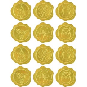 Lucleag 360 PCS Embossed Christmas Envelope Seals Stickers, Christmas Tree Santa Snowman Snowflake Gold Foil Stickers for Christmas Envelopes Gift Card Present Packaging Party Favor Supplies