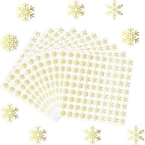 Whaline 900Pcs Clear Mini Christmas Stickers Gold Foil Snowflake Seal Stickers Self-Adhesive Xmas Winter Holiday Label Decals for Craft Scrapbook Envelope Card, 10 Sheets