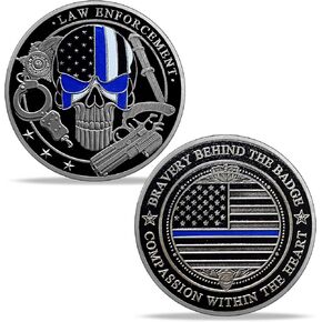 Thin Silver Line Challenge Coin Correctional Officer Eagle and Prayer Police Coin Thank You for Your Service Law Enforcement Tribute