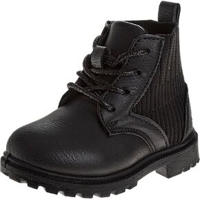 Beverly Hills Polo Club Girls Mid Top Boot - Comfort Construction LaceUp Boot - Black (5-10 Toddler)