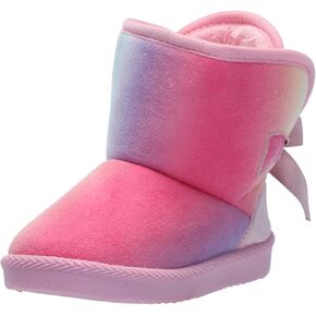 Josmo Girl's Rainbow Winter Outdoor Non-Slip Faux-Fure Soft Comfort Boots