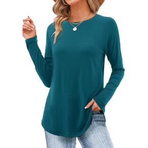 DittyandVibe Womens Tee Shirts Raglan Long Sleeve Crew Neck Tops Fall Casual Loose Tshirts Tunic Shirt in Kuwait