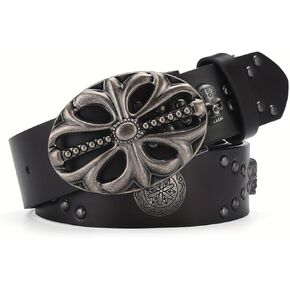 Men's Belt Bohemian Style Belt Vintage Skeleton Women's Belt Riveted Belt Hip Hop Punk Rock Y2K Belt