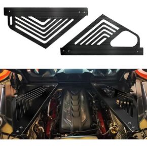 Engine Bay Panel Cover, Auto Aluminium Oxidation Engine Protector Splash Shield, Left Right Engine Case Guards, Compatible for Corvette C8 2020-2022 (Black)