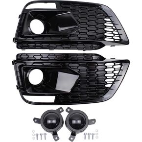 MOTOKU Pair Black Front Fog Light Grilles Cover Accessories for Audi Q5 SQ5 SUV Sport Model 2018 2019 2020 2021 Fog Lamp Bezel