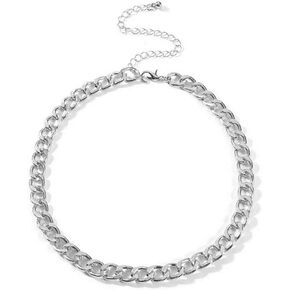 Cathercing Women Chain Choker Necklace Big Link Necklace for Women Trendy Jewelry Necklaces Chains Punk (silver)