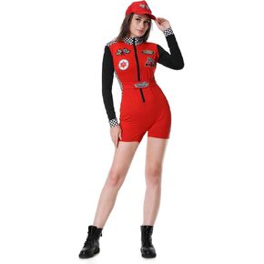 LMYOVE Race Car Driver Costume Women Halloween Sexy Racer Car Jumper for Talladega Nights Costume
